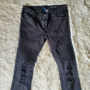 Men's H&M DIVIDED Black Ripped Biker Jeans